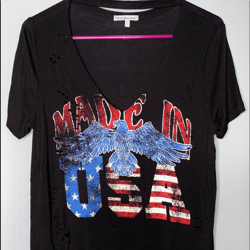 Ripped USA open V t-shirt